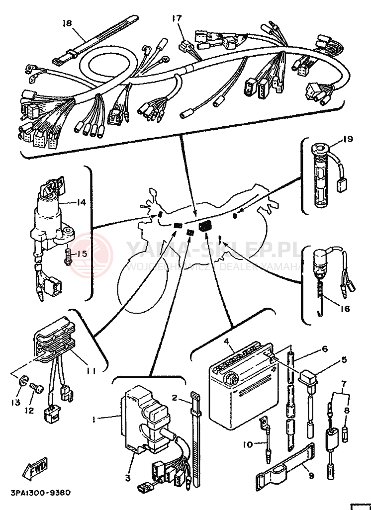 Schemat "układ elektryczny" do Yamaha TZR125