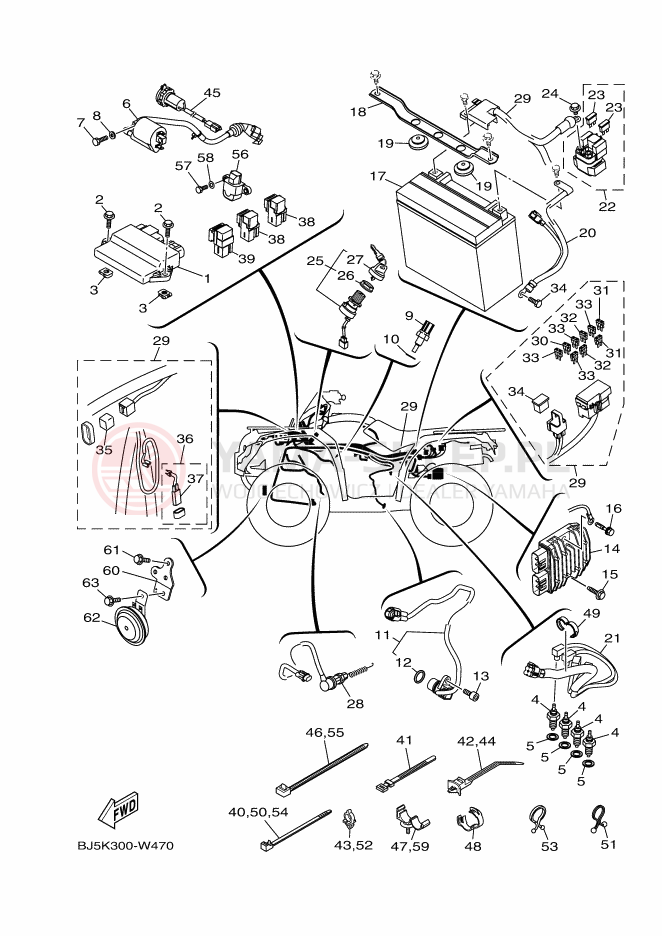 Schemat "układ elektryczny" do Yamaha KODIAK 450