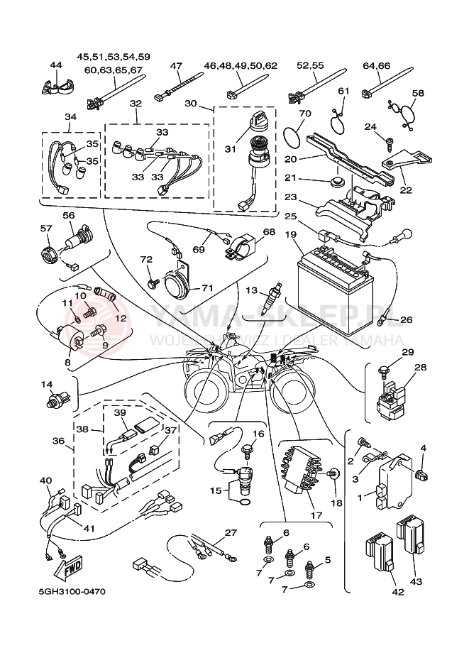 Schemat "układ elektryczny" do Yamaha YFM400FA