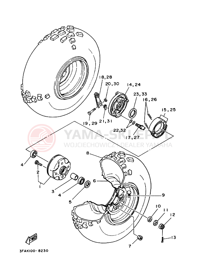 Schemat "Koło przód" do Yamaha GRIZZLY