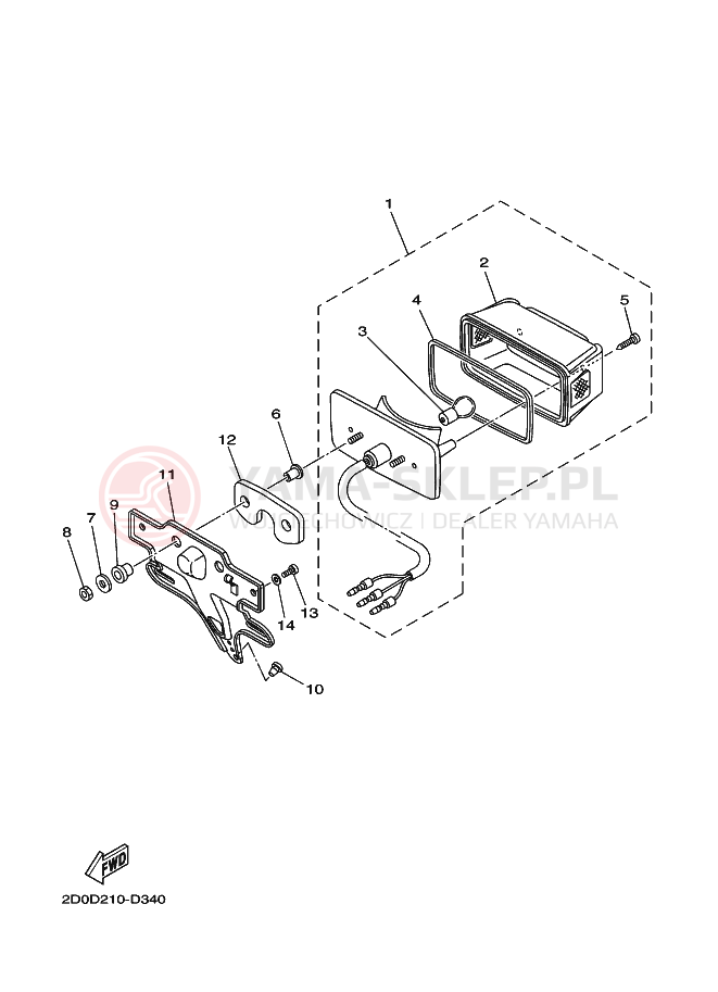 Schemat "lampa tył" do Yamaha YB125