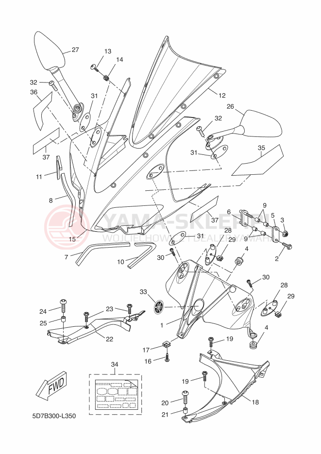 Schemat "elementy nadwozia" do Yamaha YZF-R125
