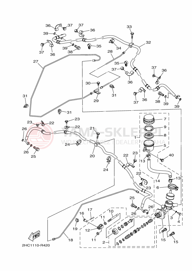 Schemat "układ hamulcowy" do Yamaha YXZ1000R