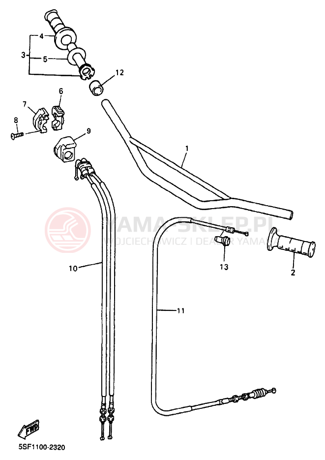 Schemat "Kierownica i osprzęt" do Yamaha YZ426F