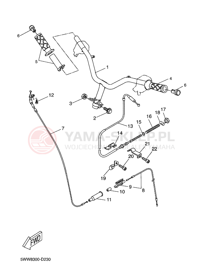 Schemat "Kierownica i osprzęt" do Yamaha BWS GRAND PRIX