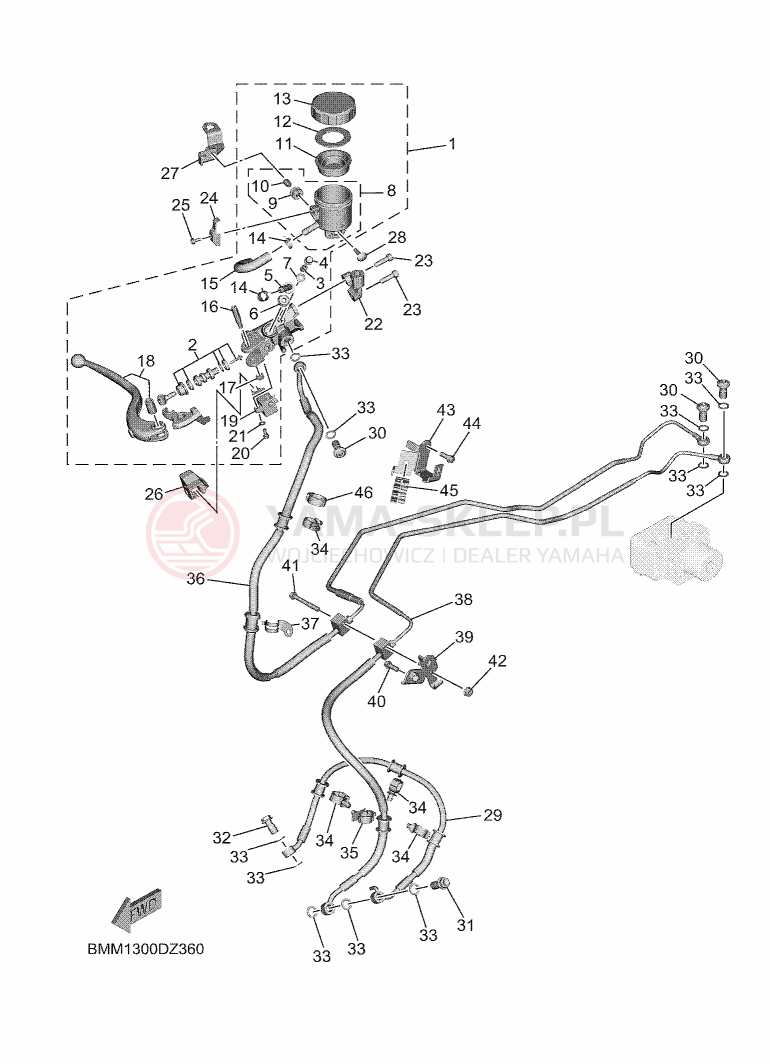 Schemat "Pompa hamulcowa przednia" do Yamaha MT-09 SP