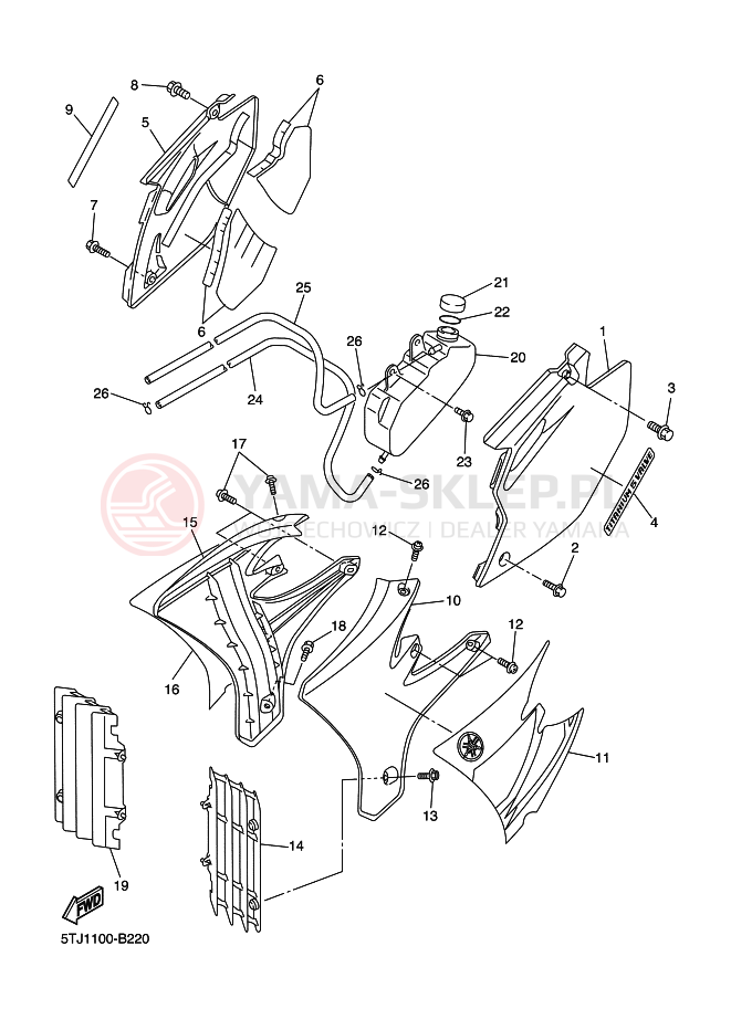 Schemat "Pokrywa boczna" do Yamaha WR250F