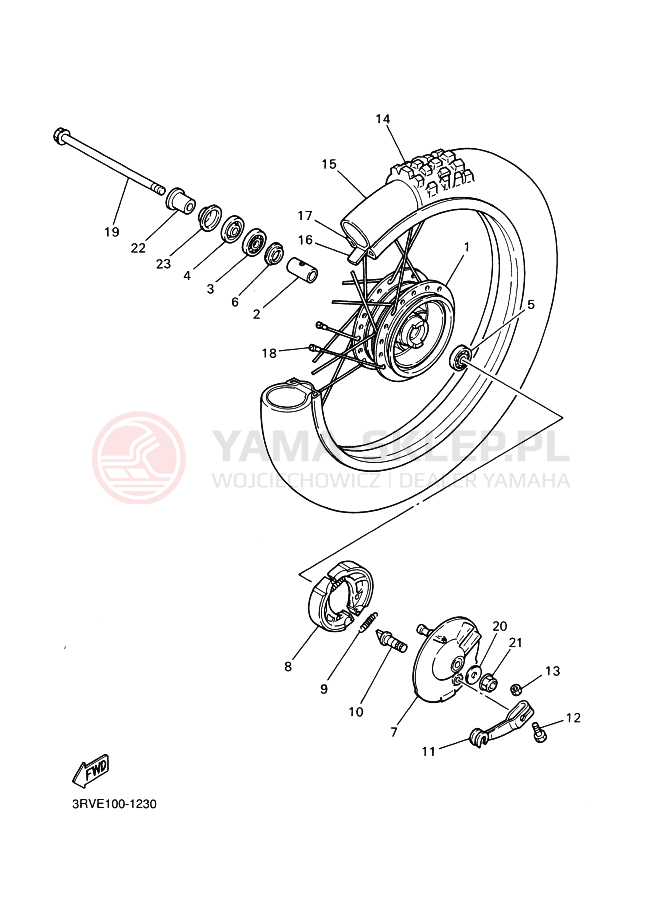 Schemat "Koło przód" do Yamaha PW80
