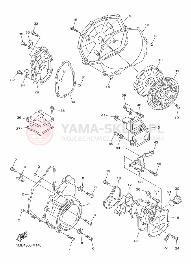 Schemat "Pokrywa silnika" do Yamaha FJR1300-AS
