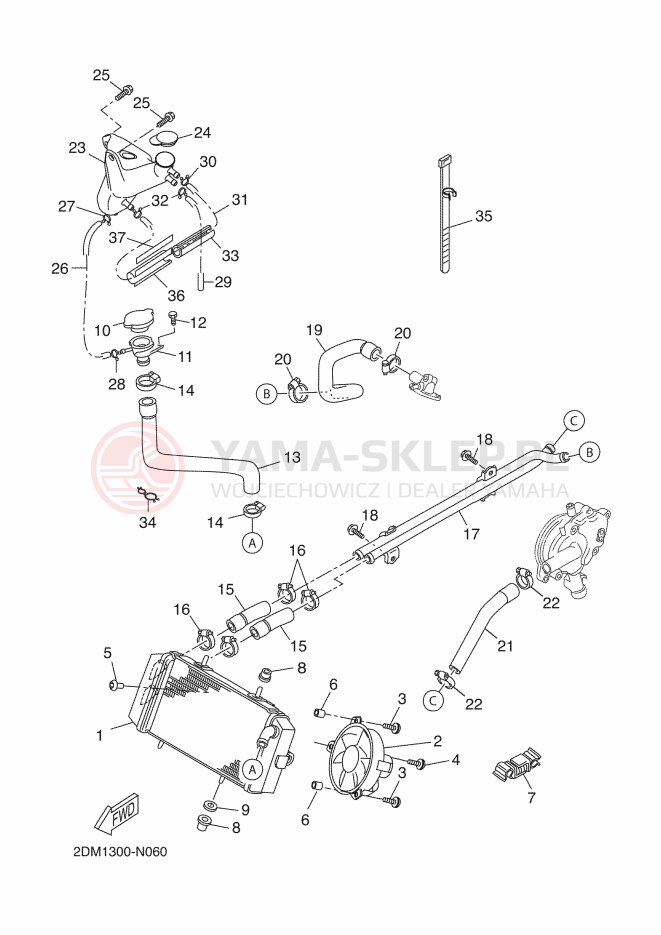 Schemat "Układ chlodzenia" do Yamaha X-MAX 125 ABS