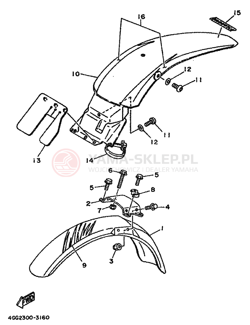 Schemat "błotnik" do Yamaha TY250Z TY250