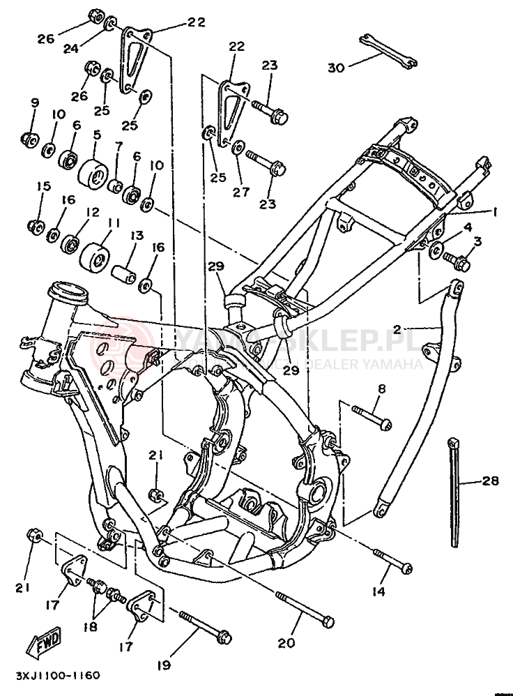 Schemat "rama" do Yamaha YZ125