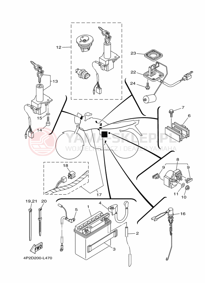 Schemat "układ elektryczny" do Yamaha YBR125E