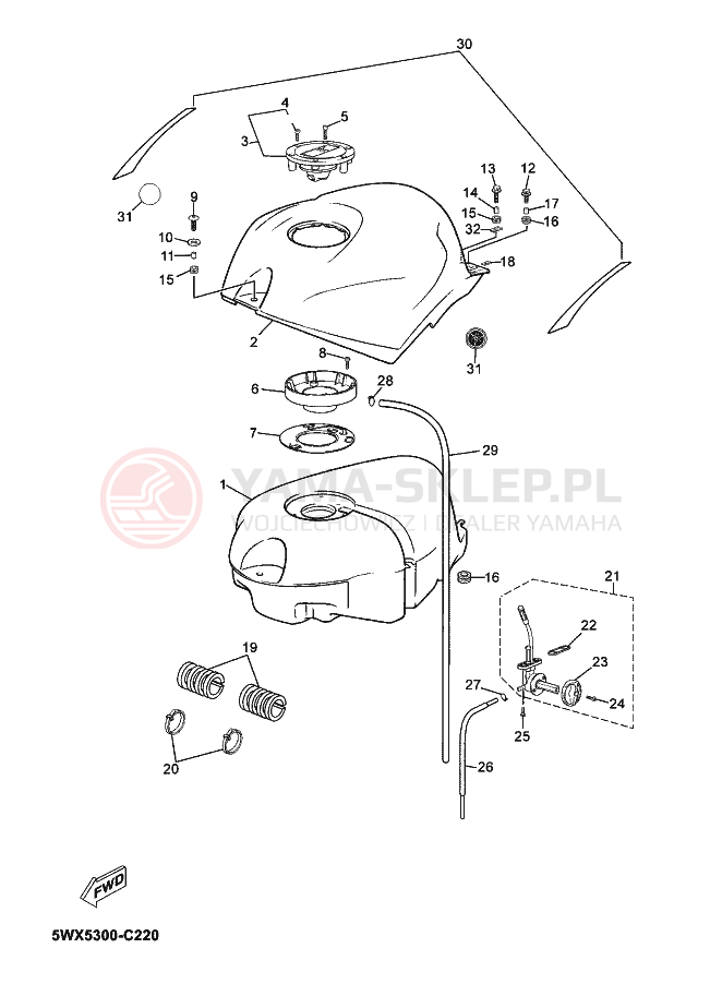 Schemat "zbiornik paliwa" do Yamaha TZR50