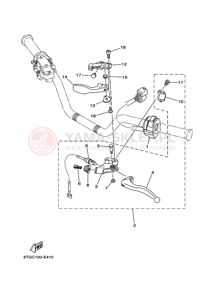 Schemat "Kierownica i osprzęt" do Yamaha YFZ450