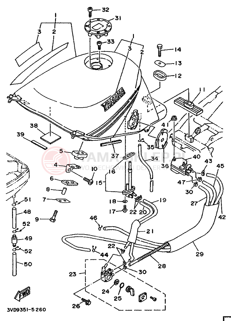 Schemat "zbiornik paliwa" do Yamaha TDM850