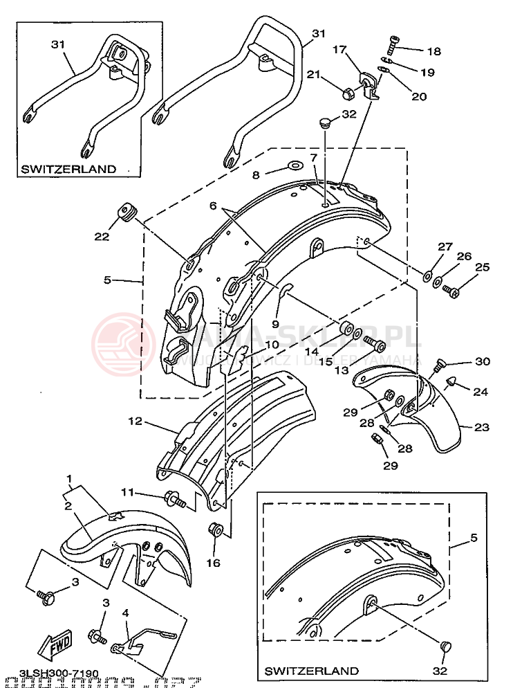 Schemat "błotnik" do Yamaha XV250S