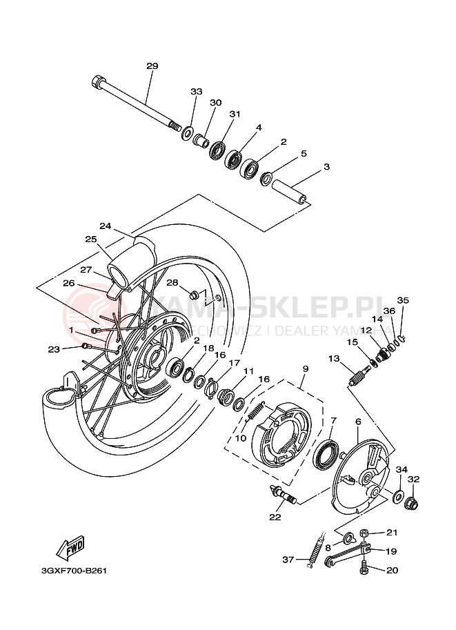 Schemat "Koło przód" do Yamaha AG200F