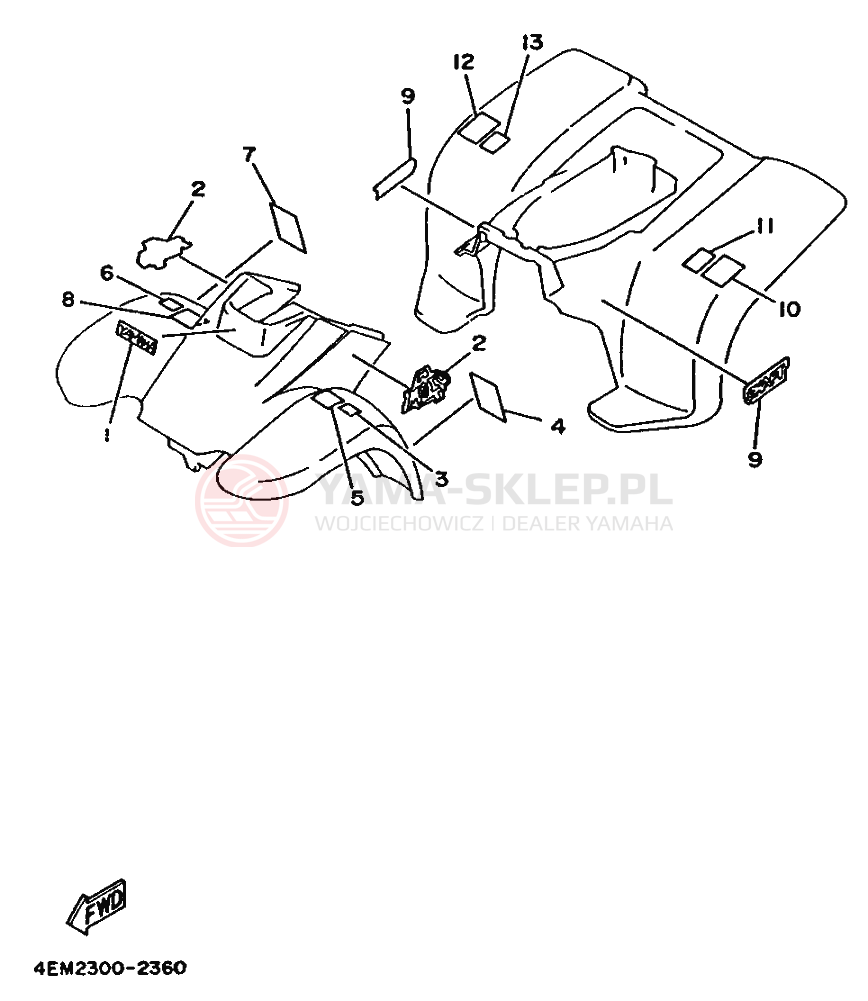 Schemat "naklejki" do Yamaha YFM80