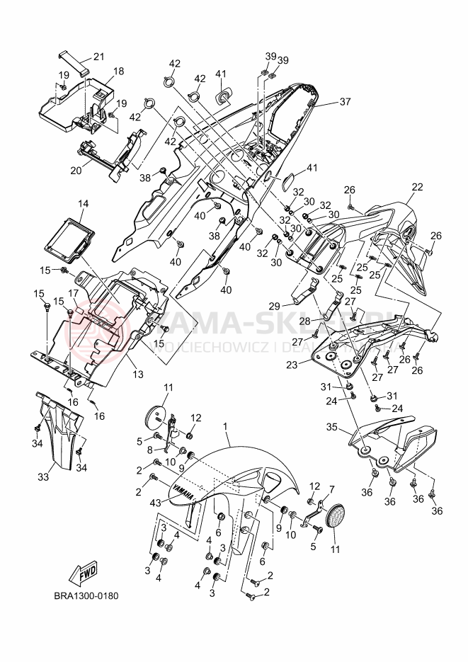 Schemat "błotnik" do Yamaha R3
