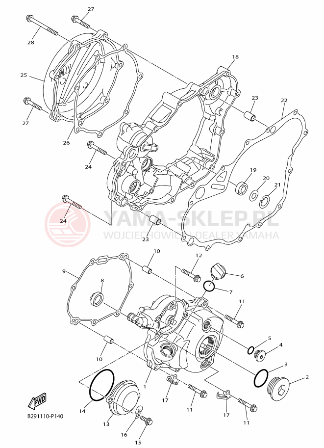 Schemat "Pokrywa silnika" do Yamaha WR250F