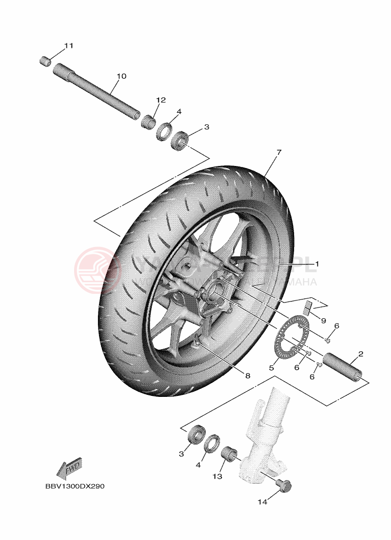 Schemat "Koło przód" do Yamaha TMAX TECH MAX
