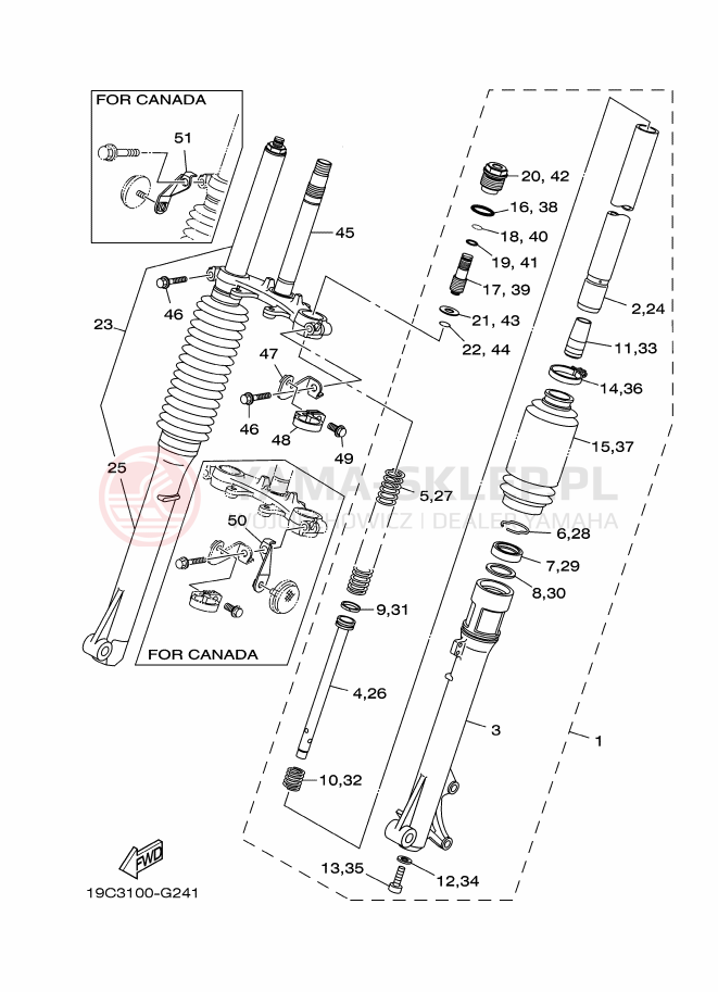 Schemat "PRZEDNI WIDEŁKI 2" do Yamaha TT-R125LWE