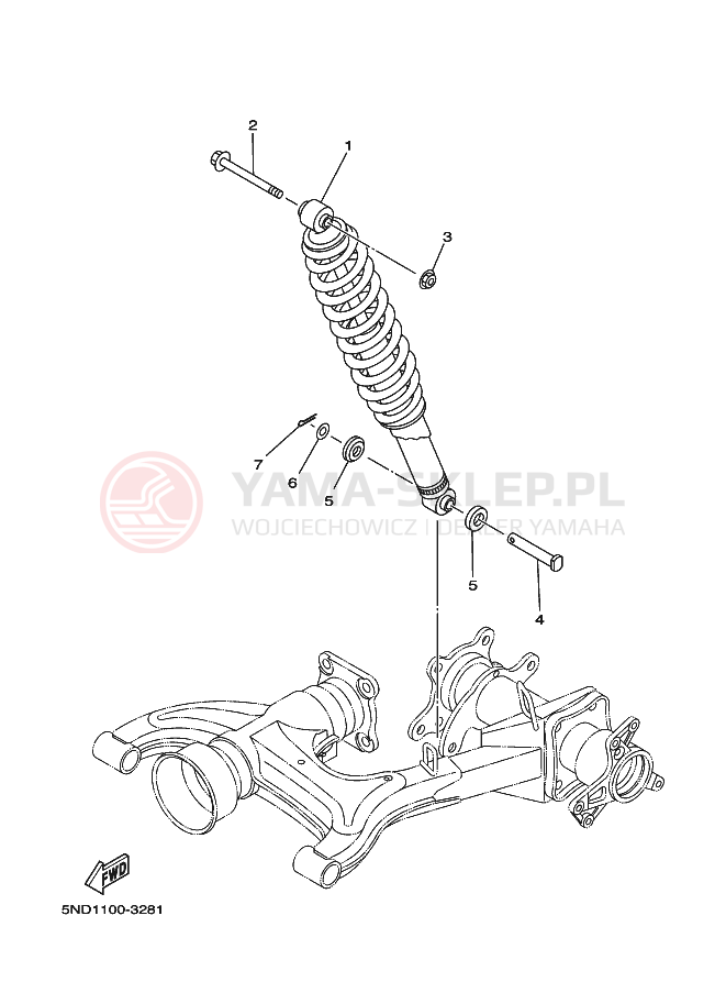Schemat "zawieszenie tył" do Yamaha KODIAK 4WD