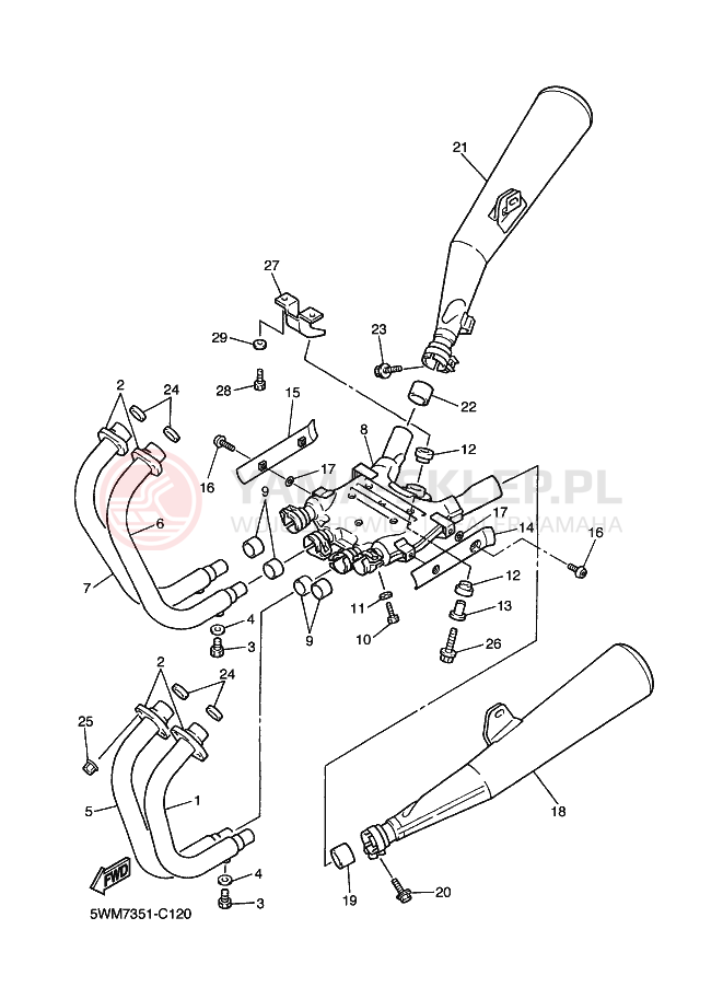Schemat "Wydech końcowy" do Yamaha XJR1300