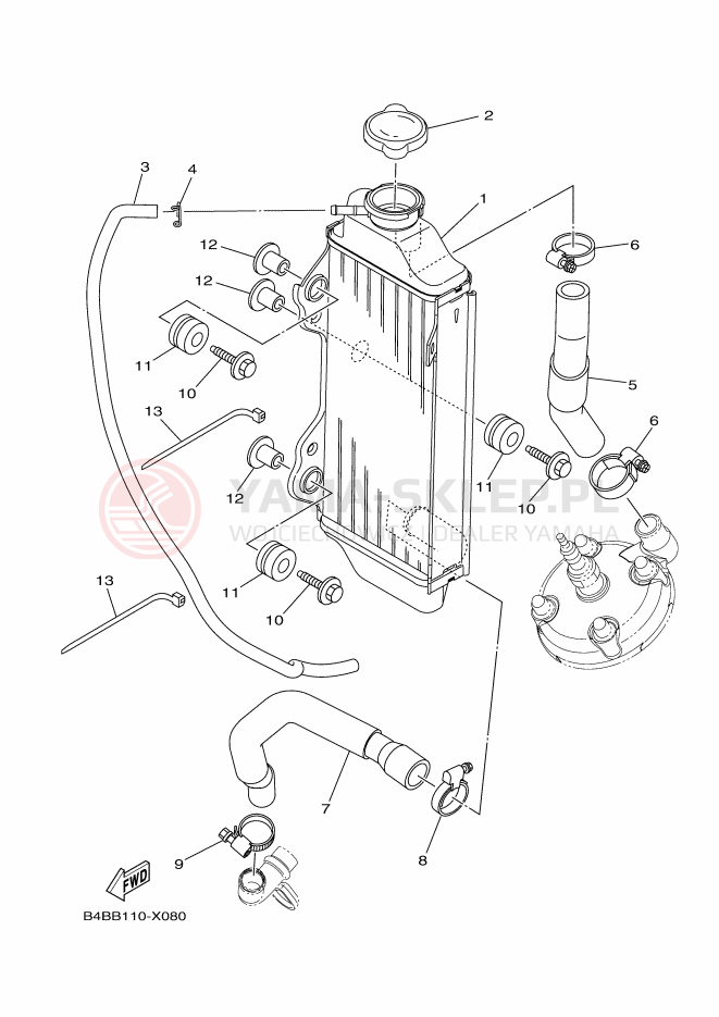 Schemat "Układ chlodzenia" do Yamaha YZ85