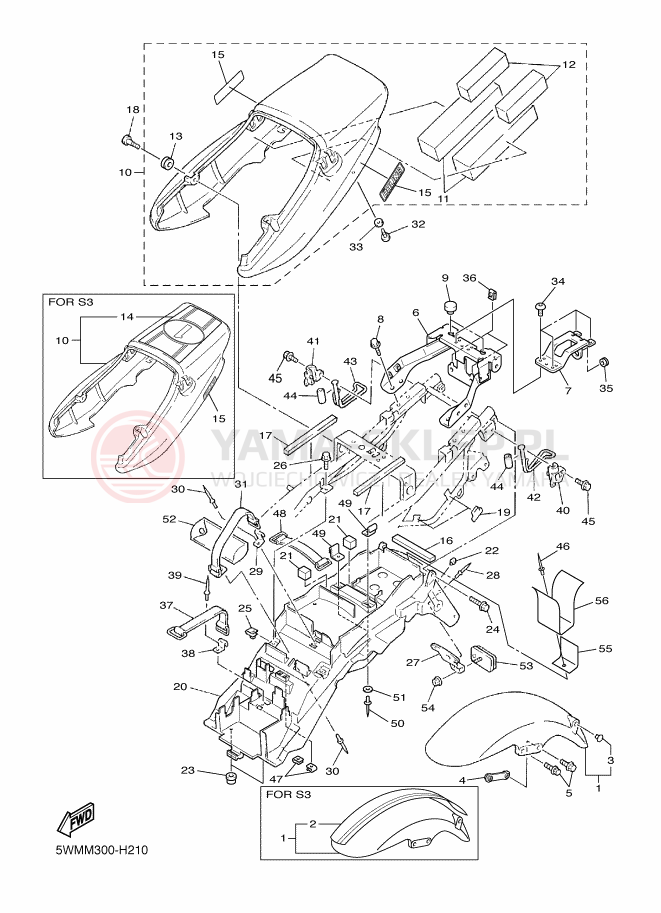 Schemat "błotnik" do Yamaha XJR1300