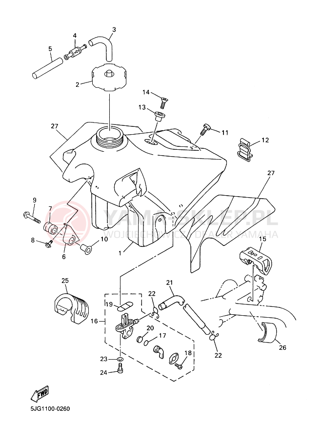 Schemat "zbiornik paliwa" do Yamaha YZ426F