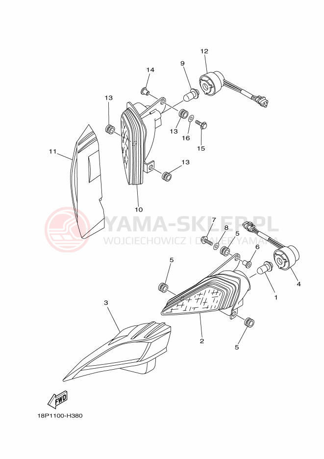 Schemat "Lampa przód" do Yamaha YFZ450R