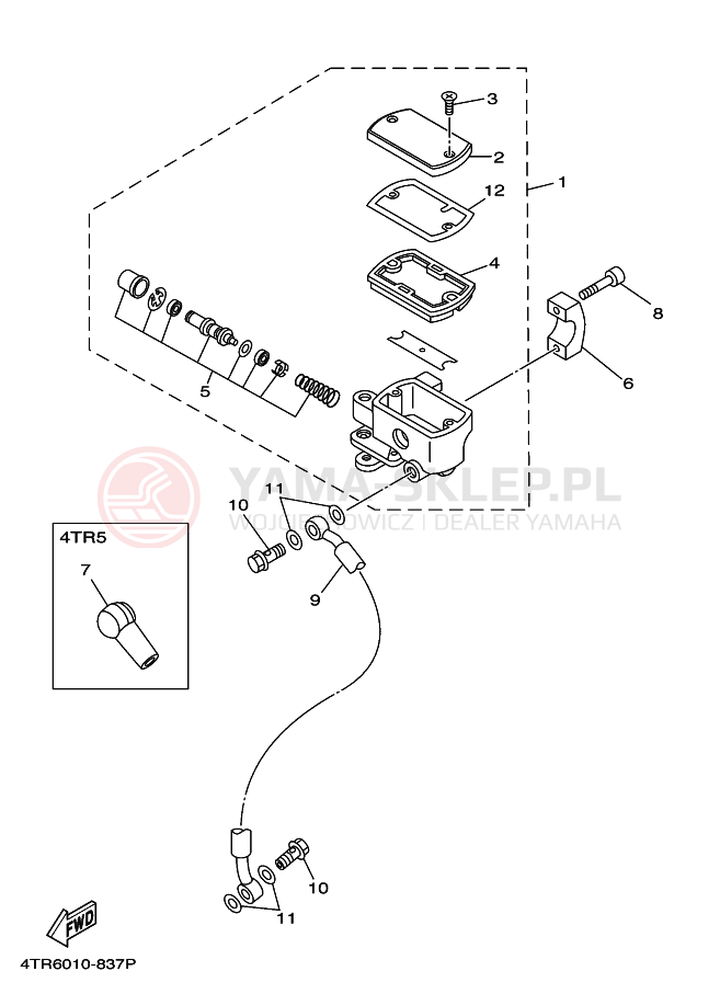 Schemat "Pompa hamulcowa przednia" do Yamaha XVS400 DRAGSTAR