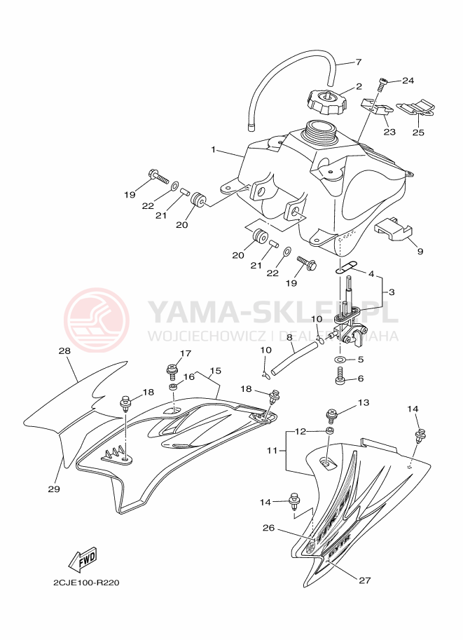Schemat "zbiornik paliwa" do Yamaha TT-R50E