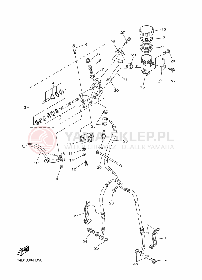 Schemat "Pompa hamulcowa przednia" do Yamaha YZF-R1