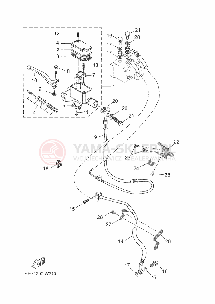 Schemat "Pompa hamulcowa przednia" do Yamaha XSR125