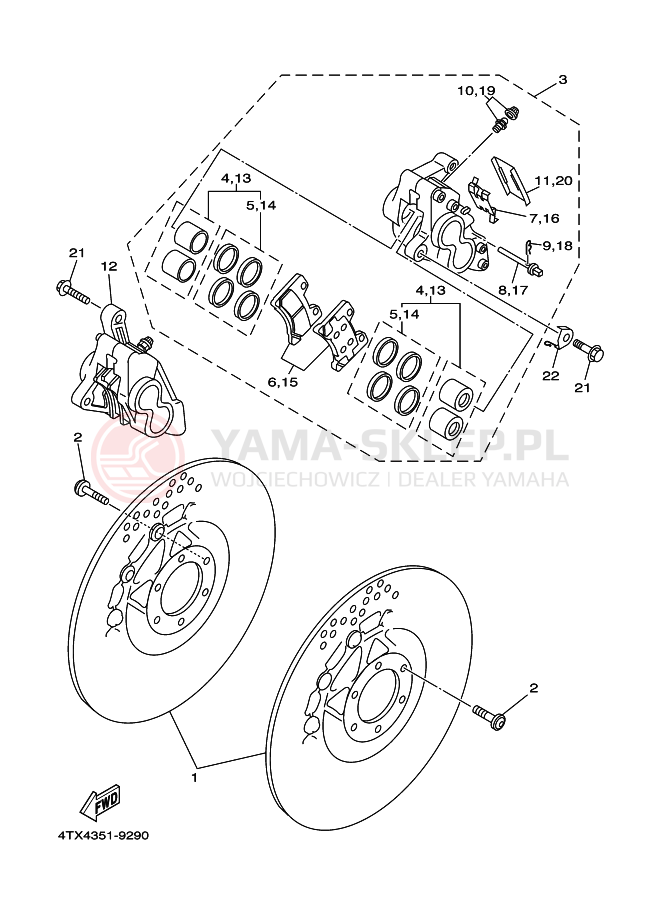 Schemat "Koło przód" do Yamaha TDM850