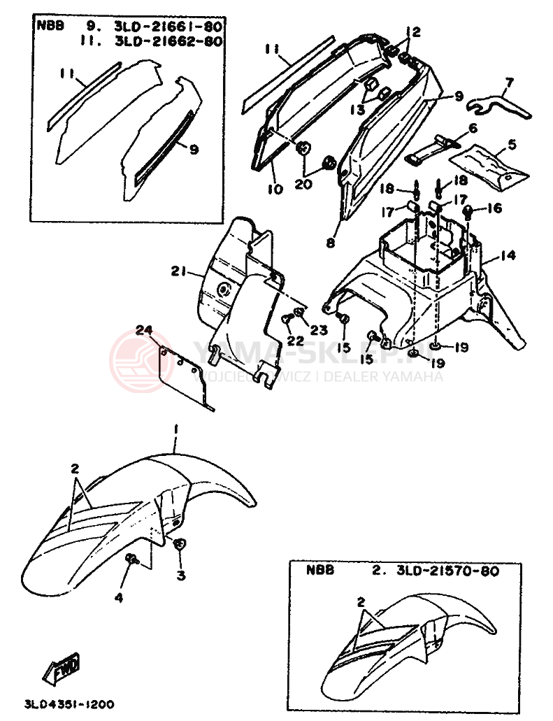 Schemat "błotnik" do Yamaha XTZ750 SUPERTENERE
