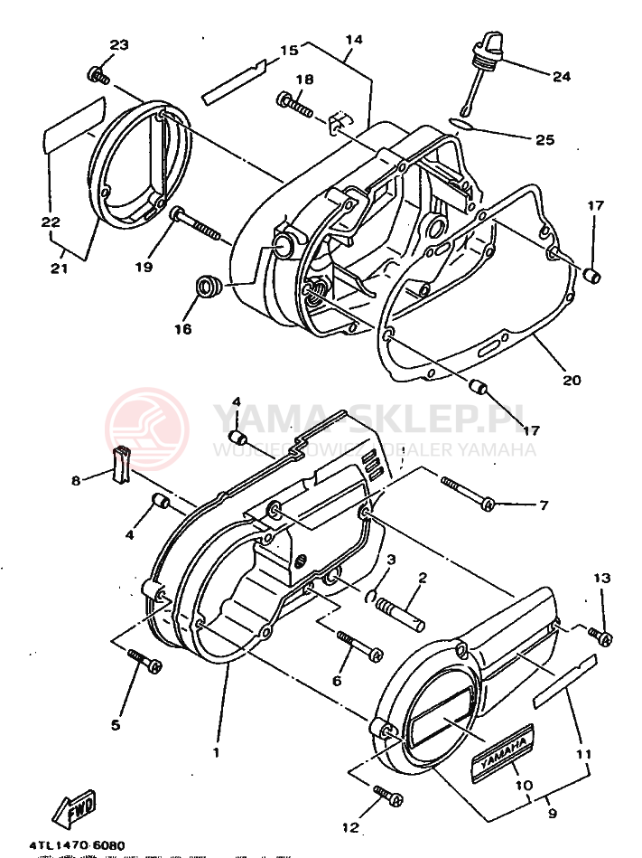 Schemat "Pokrywa silnika" do Yamaha RX100