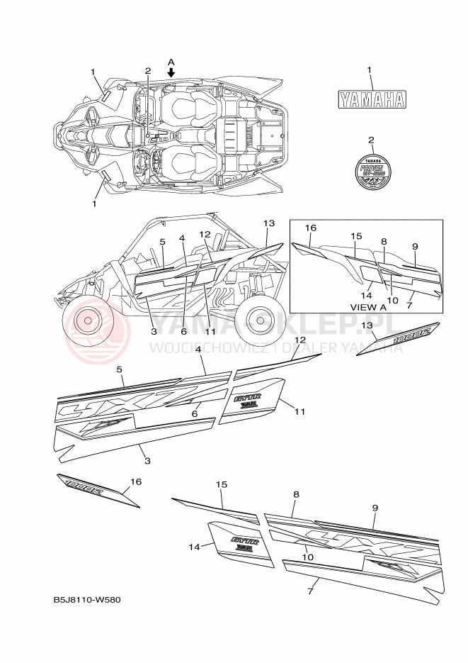 Schemat "Naklejki" do Yamaha YXZ1000R