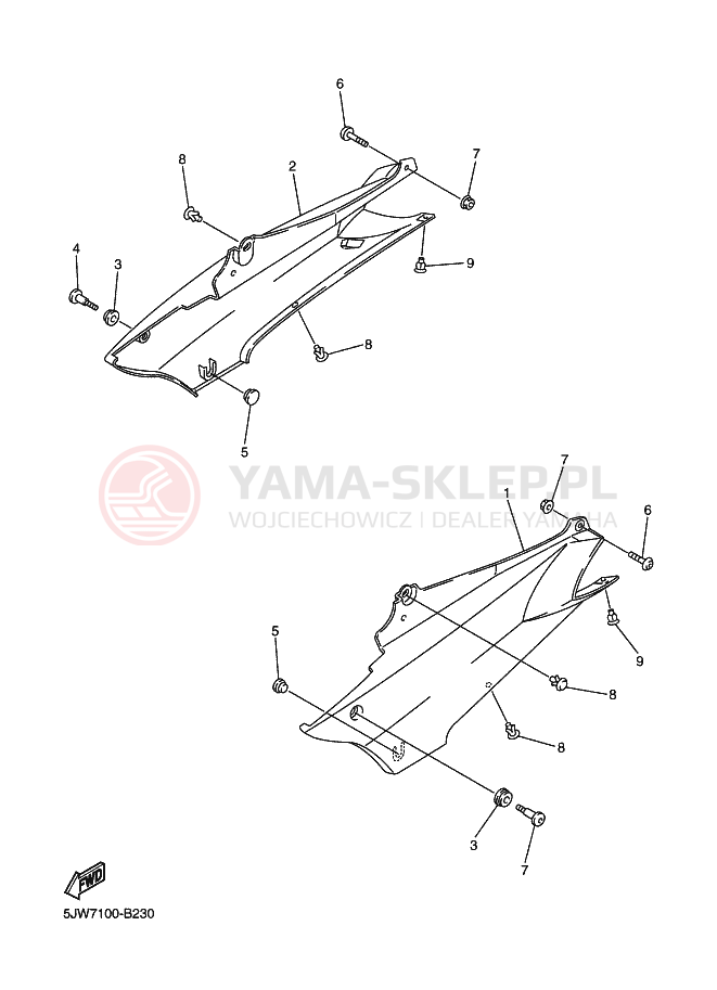 Schemat "Pokrywa boczna" do Yamaha FJR1300 FJR13R FJR