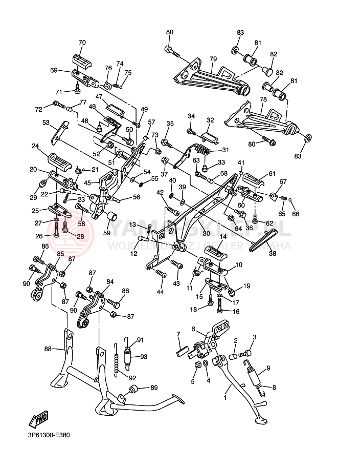 Schemat "Stopka postojowa i podnóżki" do Yamaha FJR1300A