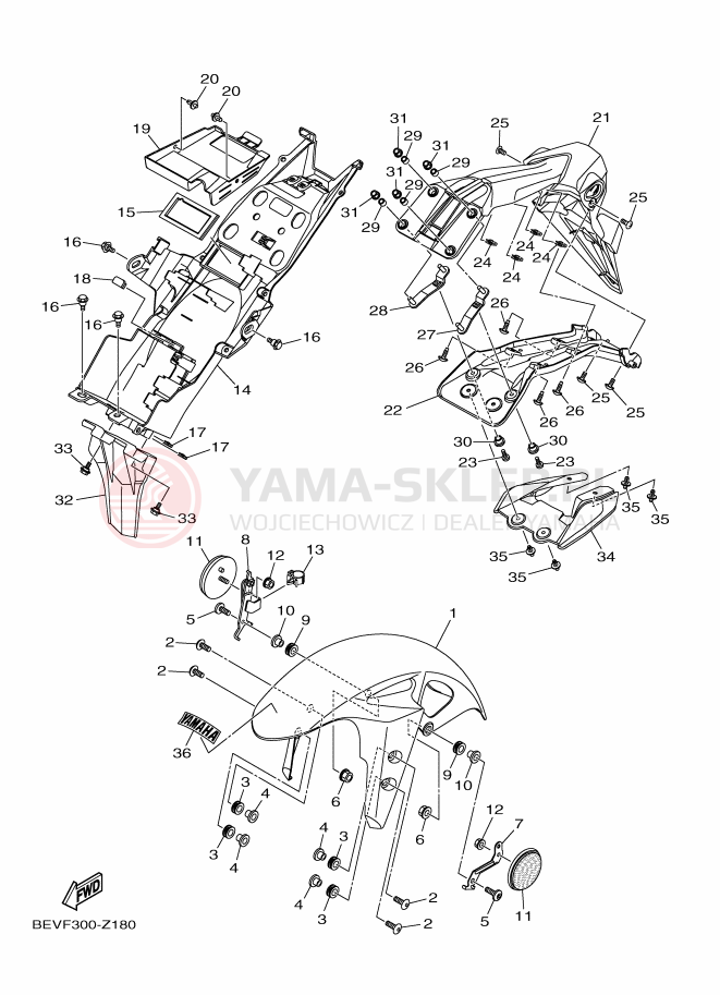 Schemat "błotnik" do Yamaha MT-03