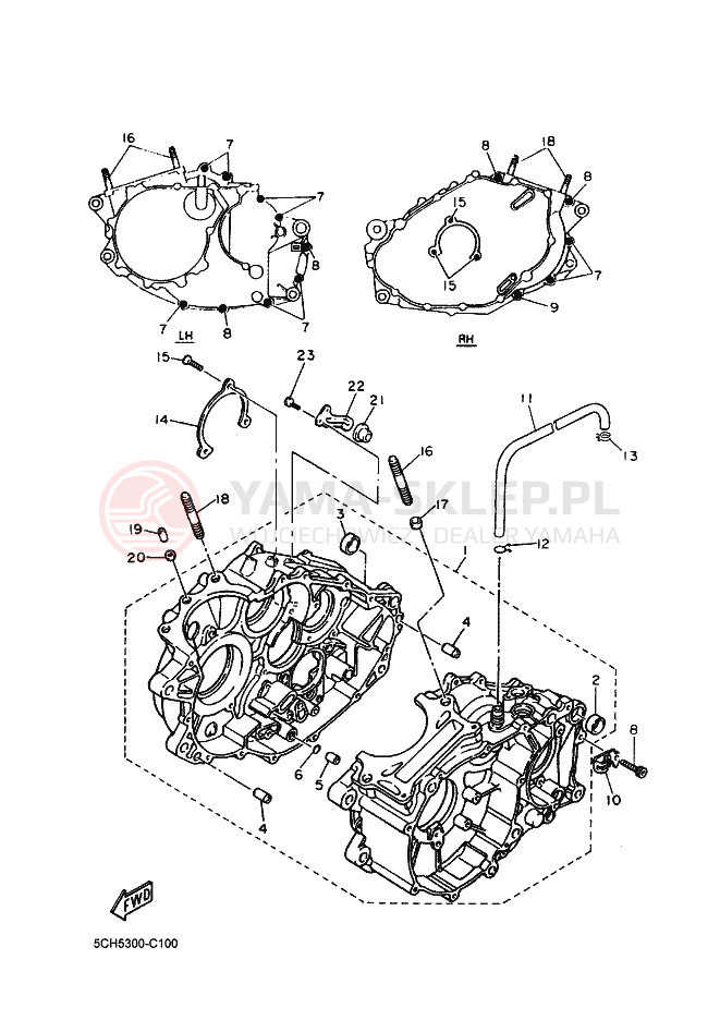 Schemat "Obudowa silnika" do Yamaha TT600RE
