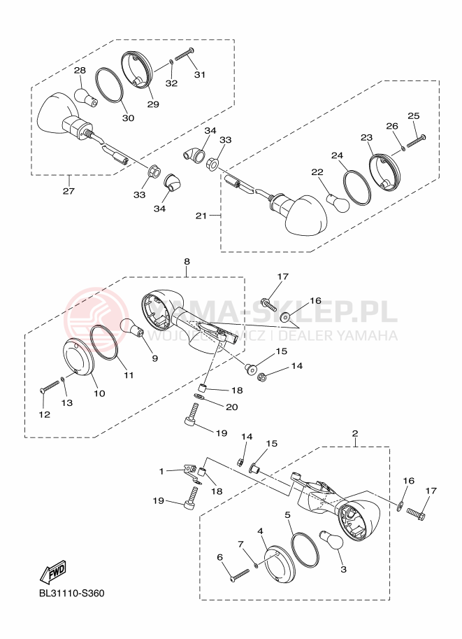 Schemat "kierunkowskazy" do Yamaha SCR950