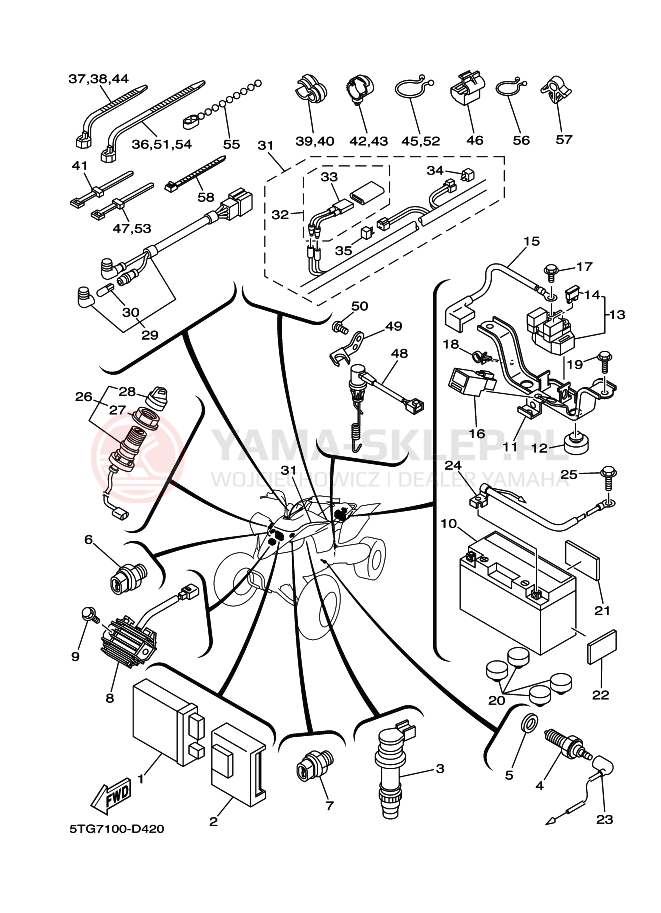 Schemat "układ elektryczny" do Yamaha YFZ450T