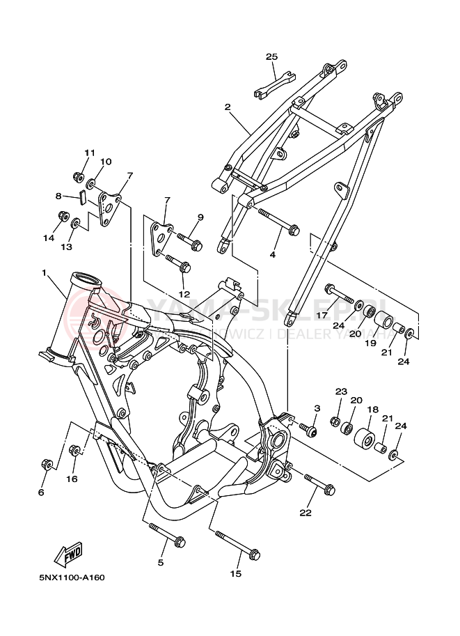 Schemat "rama" do Yamaha YZ250