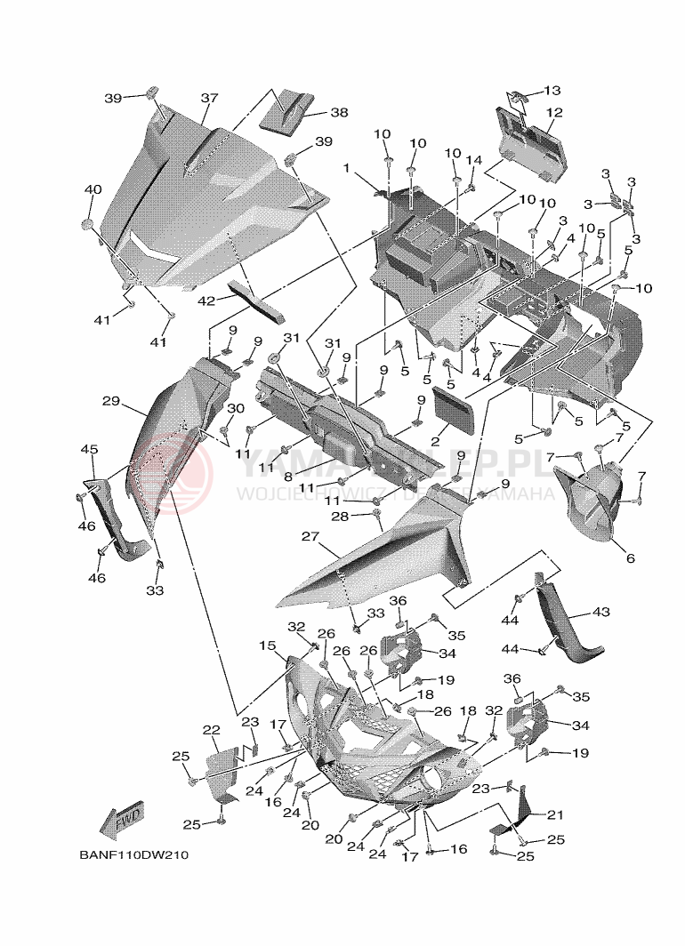 Schemat "Przedni błotnik" do Yamaha WOLVERINE X2 EPS R-SPEC