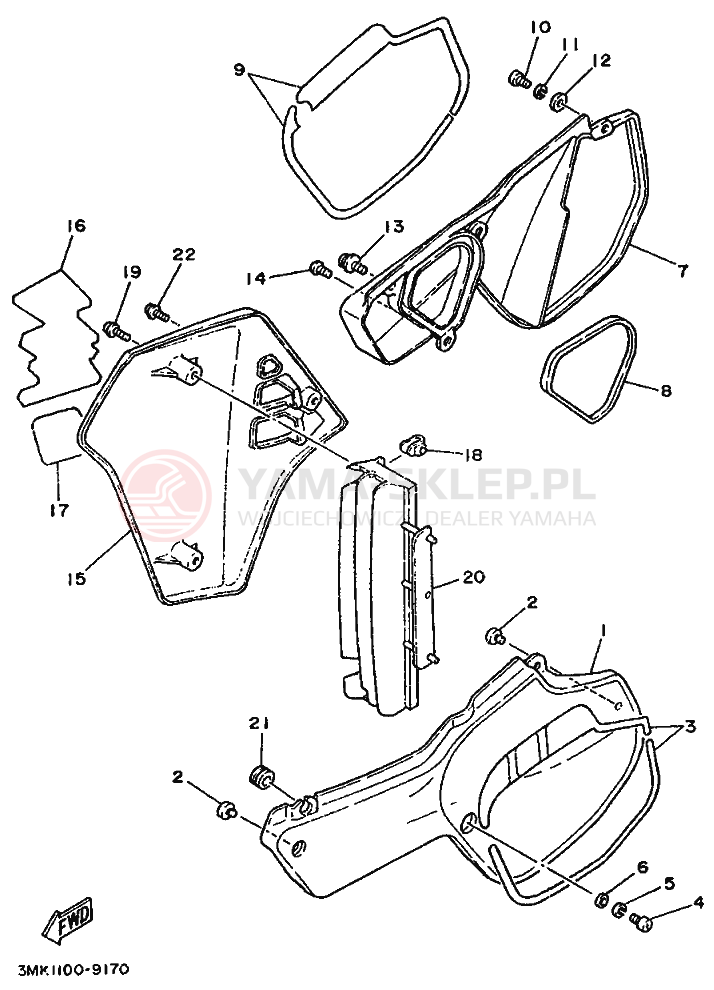 Schemat "POKRYWA BOCZNA I ZBIORNIK OLEJU" do Yamaha YZ80